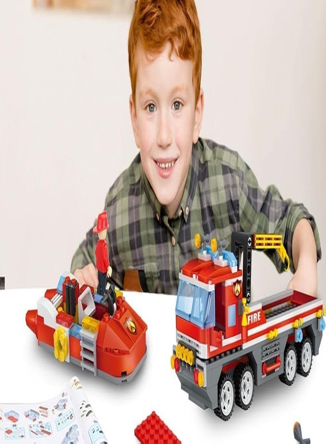 Babelly City Fire Rescue Truck & Boat Educational Building Blocks Set for Kids (354 Pieces) - Image 4